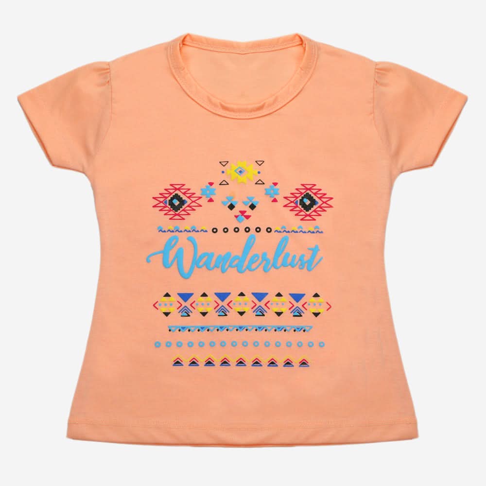 Girls Half Sleeves T-Shirt - Peach, Girls T-Shirts, Chase Value, Chase Value
