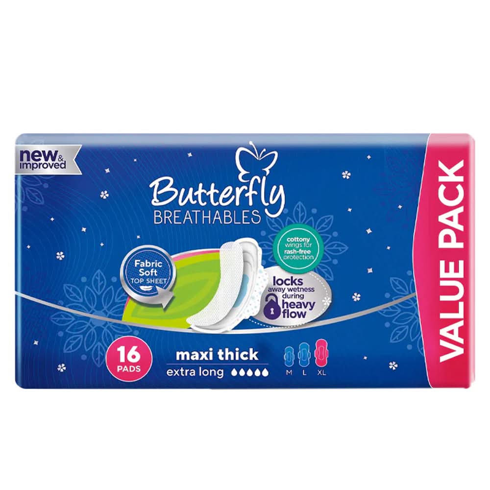Butterfly Pads Maxi Thick Vp, Sanitory Napkins, Butterfly, Chase Value