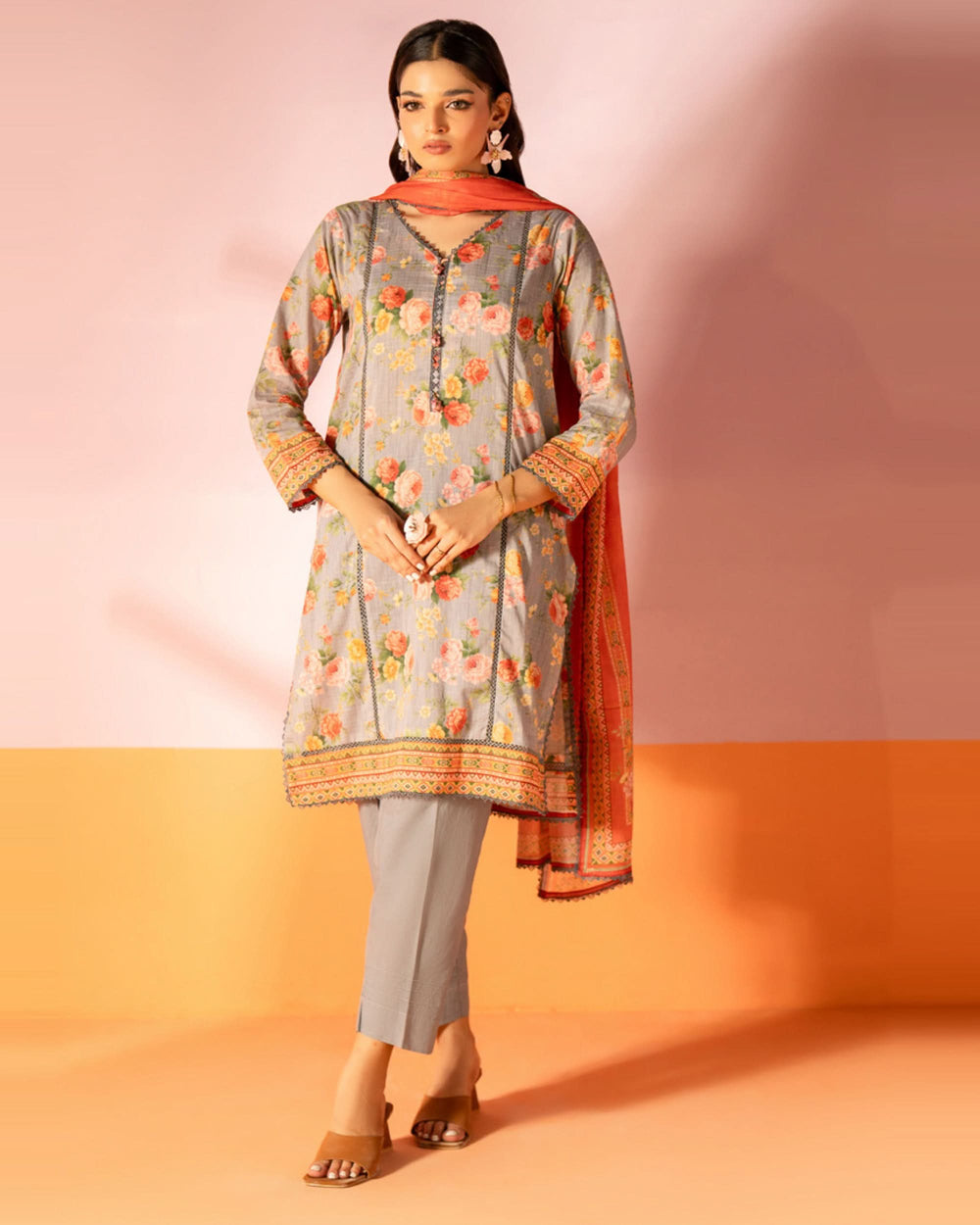 Salina Women’s 3PC Printed Suit-9, Women, 3Pcs Shalwar Suit, Chase Value, Chase Value