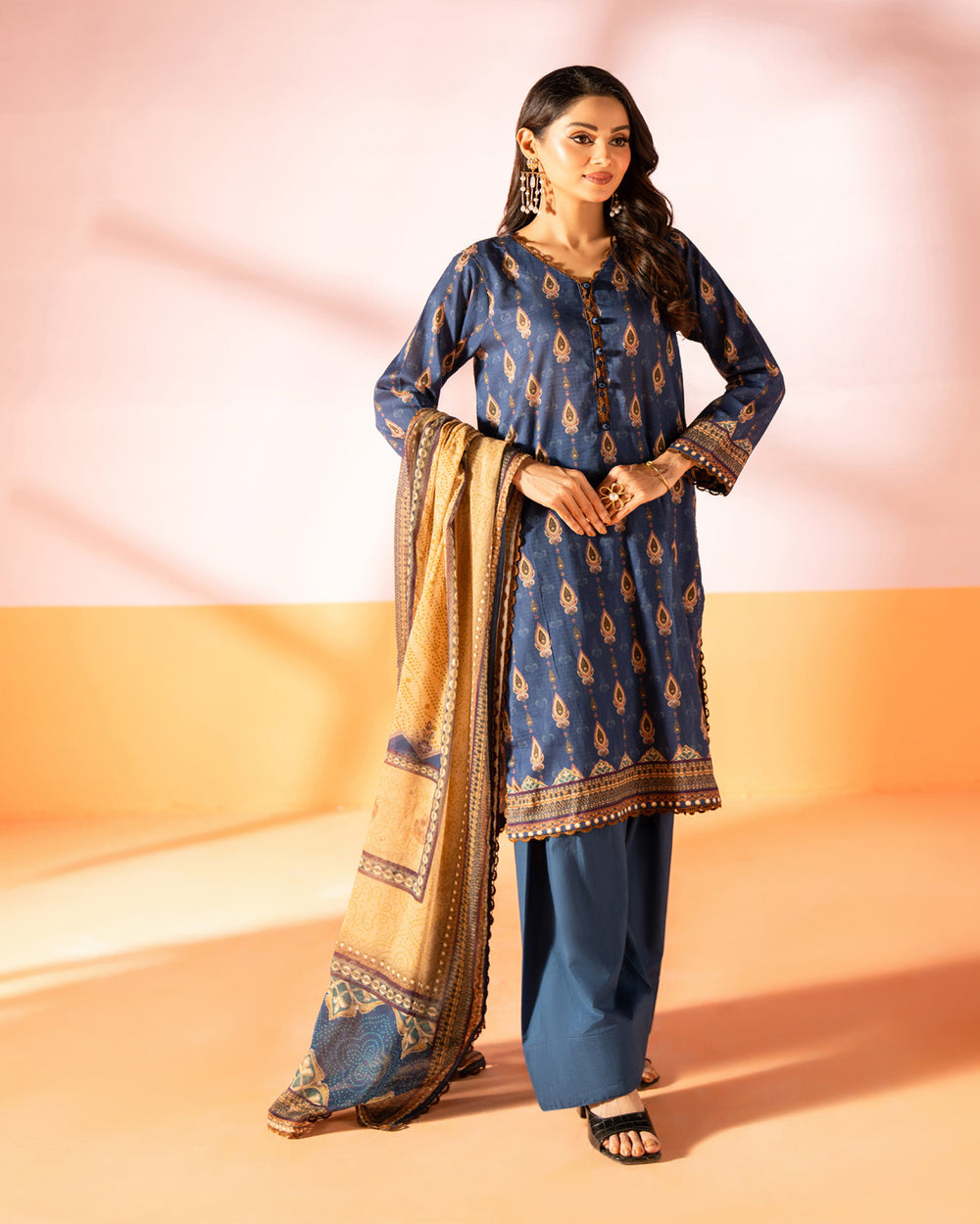 Salina Women’s 3PC Printed Suit-2, Women, 3Pcs Shalwar Suit, Chase Value, Chase Value