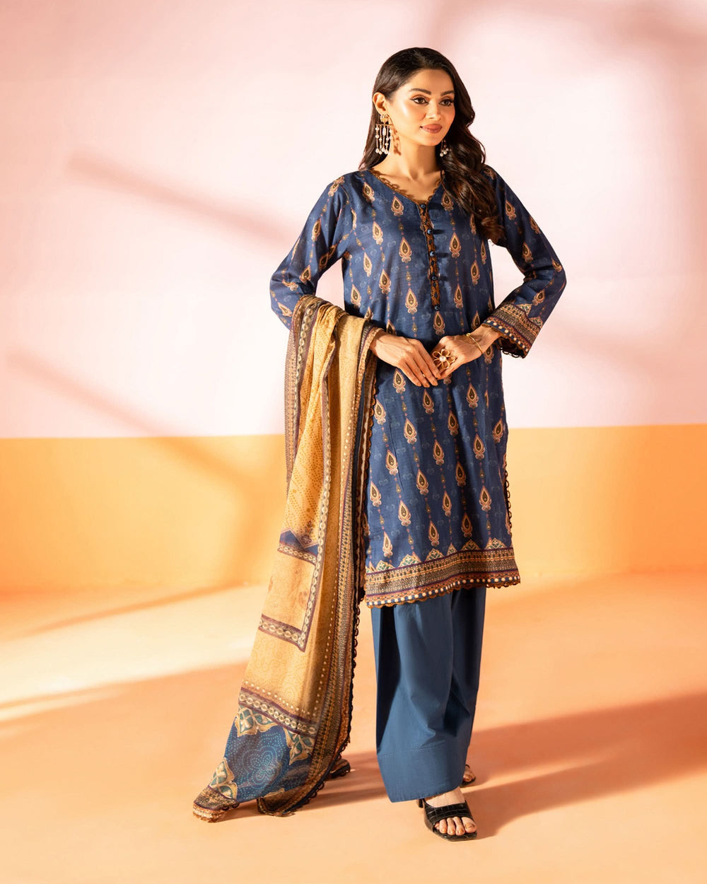 Salina Women’s 3PC Printed Suit-2, Women, 3Pcs Shalwar Suit, Chase Value, Chase Value