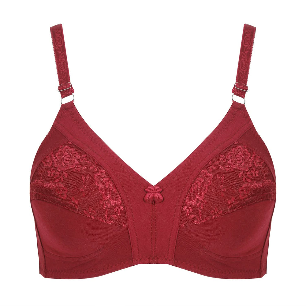 Women's Cotton Bra Half Net - Maroon, Women Bras, Chase Value, Chase Value