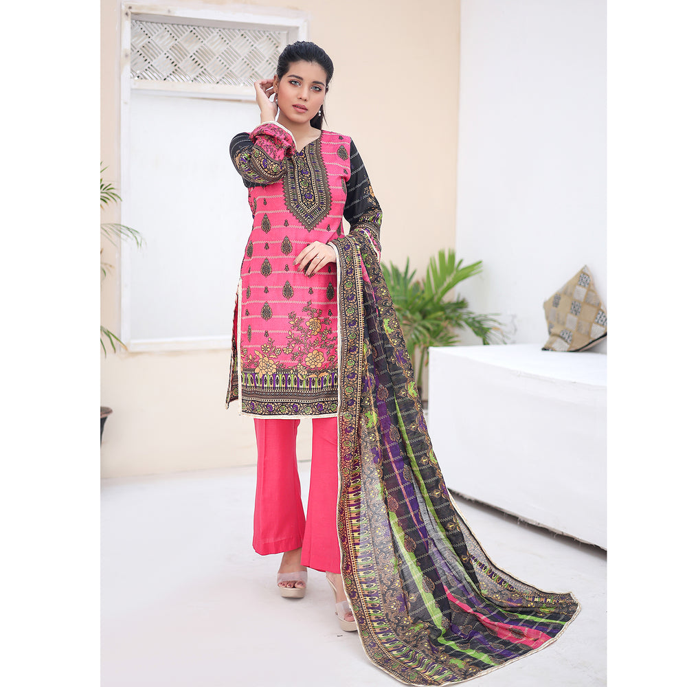 Laiba By SN Cloth Printed Unstitched 3 Pcs Suit - 10, Women, 3Pcs Shalwar Suit, SN Cloth, Chase Value