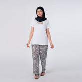 Women's Half Sleeves Knitted Night Suit - White & Black, Women Night Suit, Chase Value, Chase Value