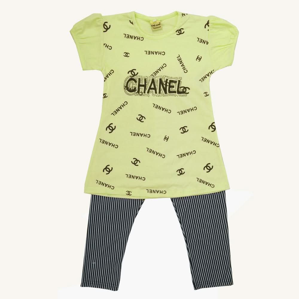Girls Half Sleeves Tight Suit - Yellow, Girls Shalwar Kameez, Chase Value, Chase Value