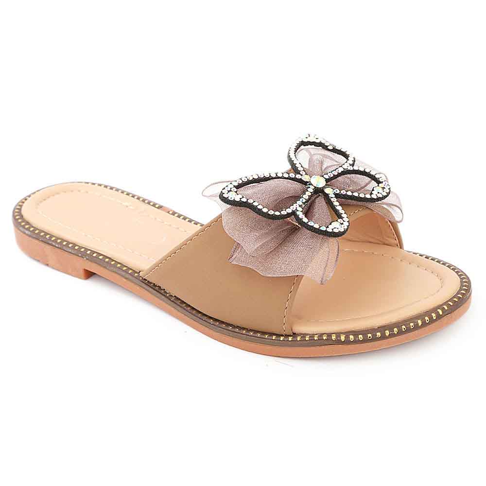 Girls Fancy Slippers 005 - Khaki, Kids, Girls Slippers, Chase Value, Chase Value