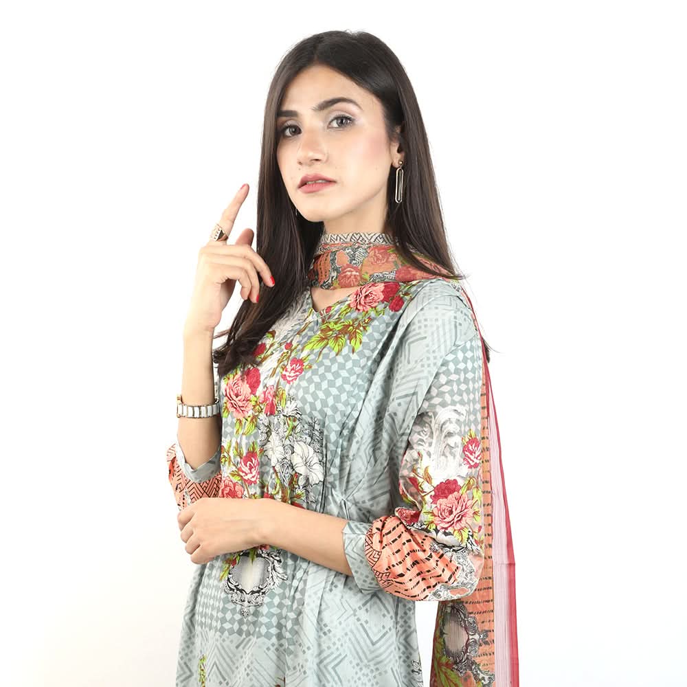 Khadde Printed Lawn 3 Piece Un-Stitched Suit - 009, Women, 3Pcs Shalwar Suit, United Textiles, Chase Value