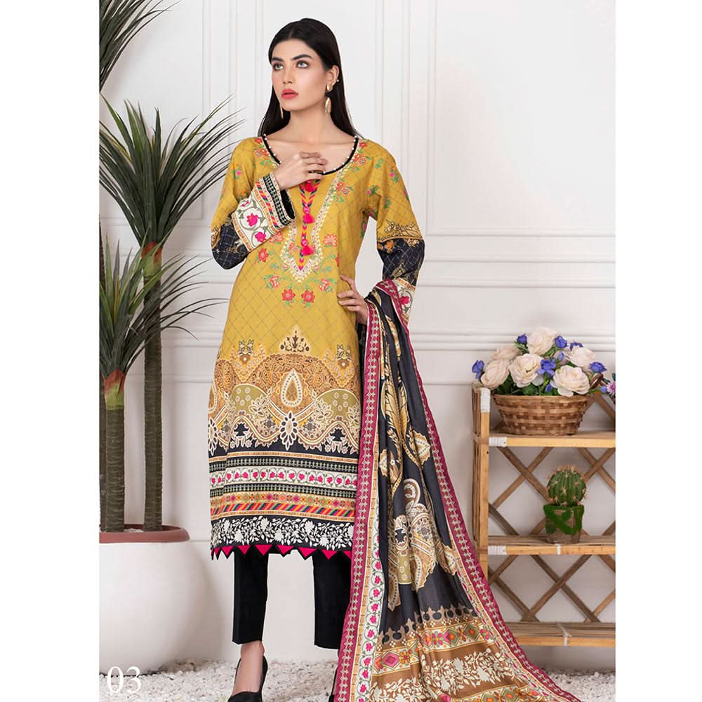 Orchid Mid-Summer Printed unstitched 3pc Cotton Suit, Women, 3Pcs Shalwar Suit, Regalia Textiles, Chase Value