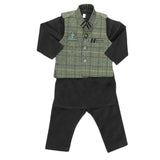 Boys WaistCoat Shalwar Suit - Dark Green, Kids, Boys Shalwar Kameez, Chase Value, Chase Value