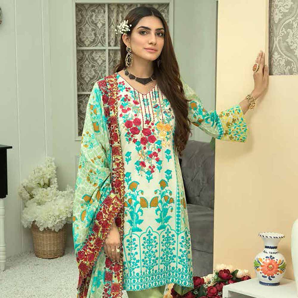 Zebtan Embroidered Cotton 3 Pieces Un-Stitched Suit Vol 01 - 05, Women, 3Pcs Shalwar Suit, Rujhan Textiles, Chase Value