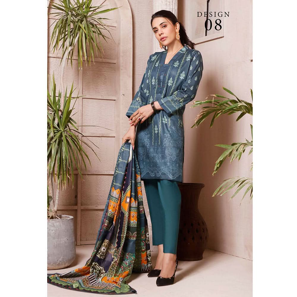 Halime Sultan Digital Printed Lawn 3Pcs Unstitched Suit V1 - 8, Women, 3Pcs Shalwar Suit, Halime Sultan, Chase Value