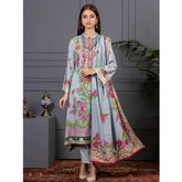 Orchid Modal Satin Digital Printed Un-Stitched 3 Pcs Suit - 8, Women, 3Pcs Shalwar Suit, Orchid, Chase Value