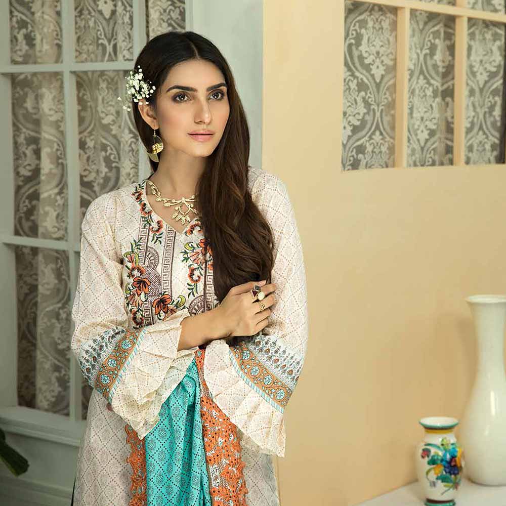 Zebtan Embroidered Cotton 3 Pieces Un-Stitched Suit Vol 01 - 09, Women, 3Pcs Shalwar Suit, Rujhan Textiles, Chase Value