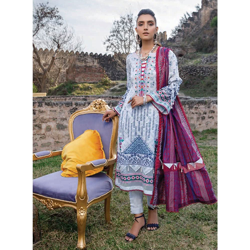 MonSoon Printed Lawn 3 Pcs Un-Stitched Suit Vol 2 - 1-B, Women, 3Pcs Shalwar Suit, Al-Zohaib Textiles, Chase Value