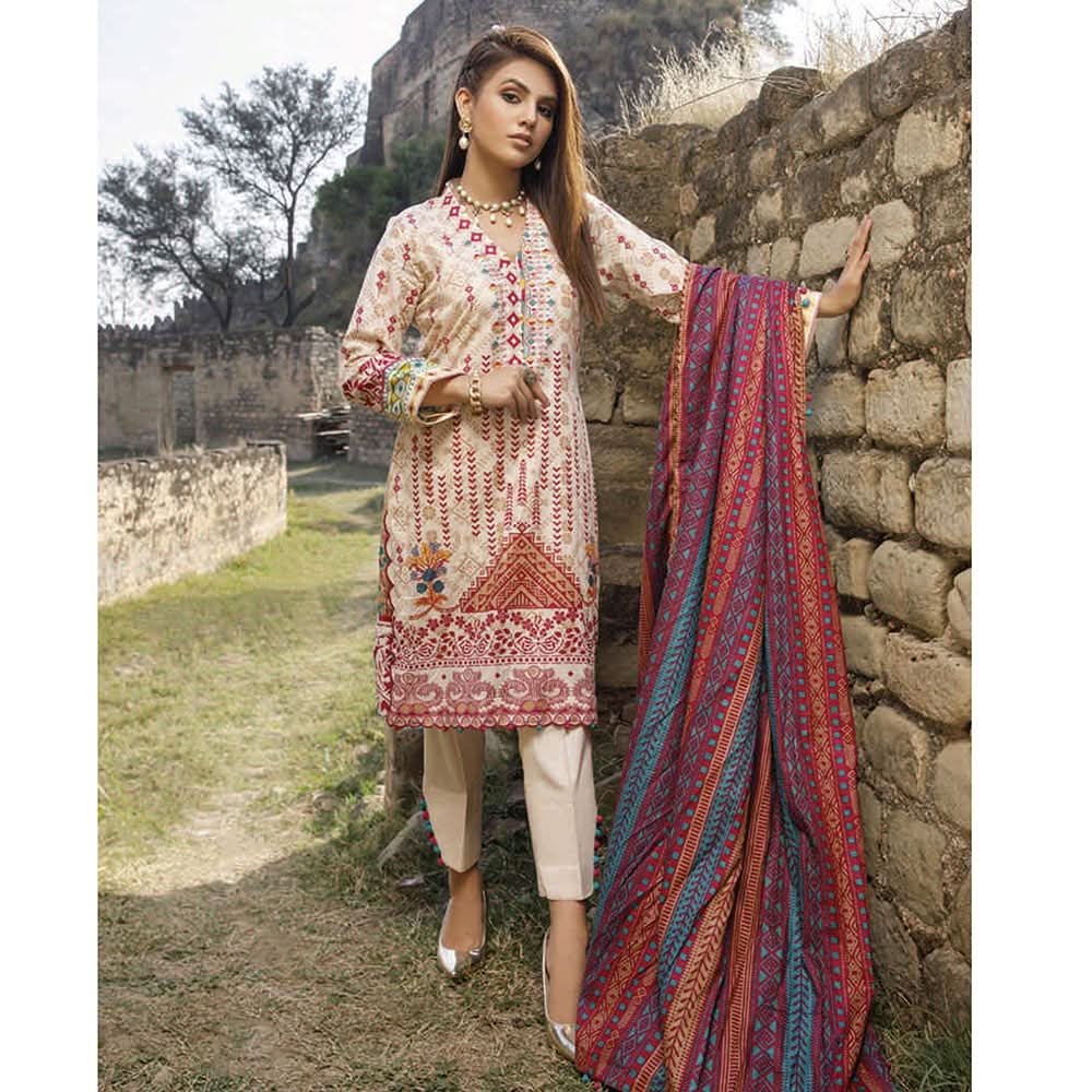 Monsoon Printed Lawn 3 Pcs Un-Stitched Suit Vol 2 - 1-C, Women, 3Pcs Shalwar Suit, Al-Zohaib Textiles, Chase Value