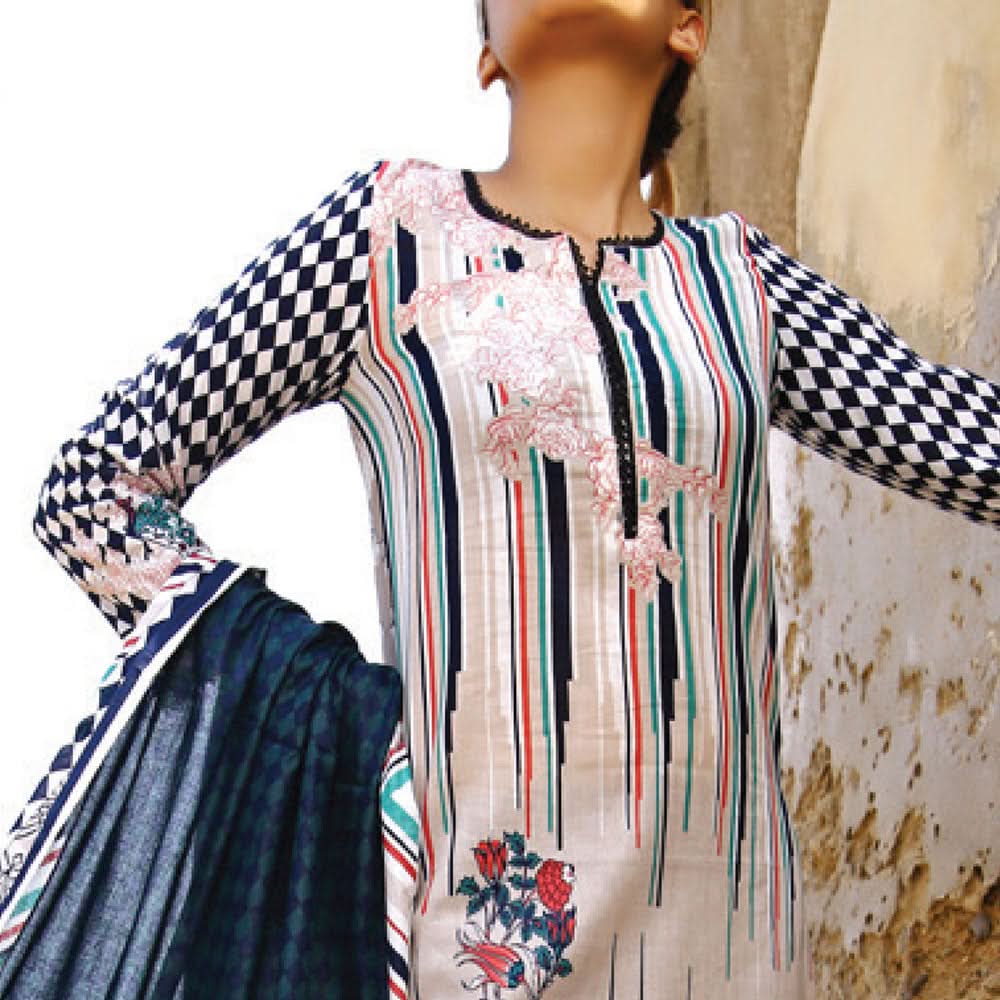 VS Daman Printed Cambric unstitched 3pc Suit V-2, Women, 3Pcs Shalwar Suit, VS Textiles, Chase Value