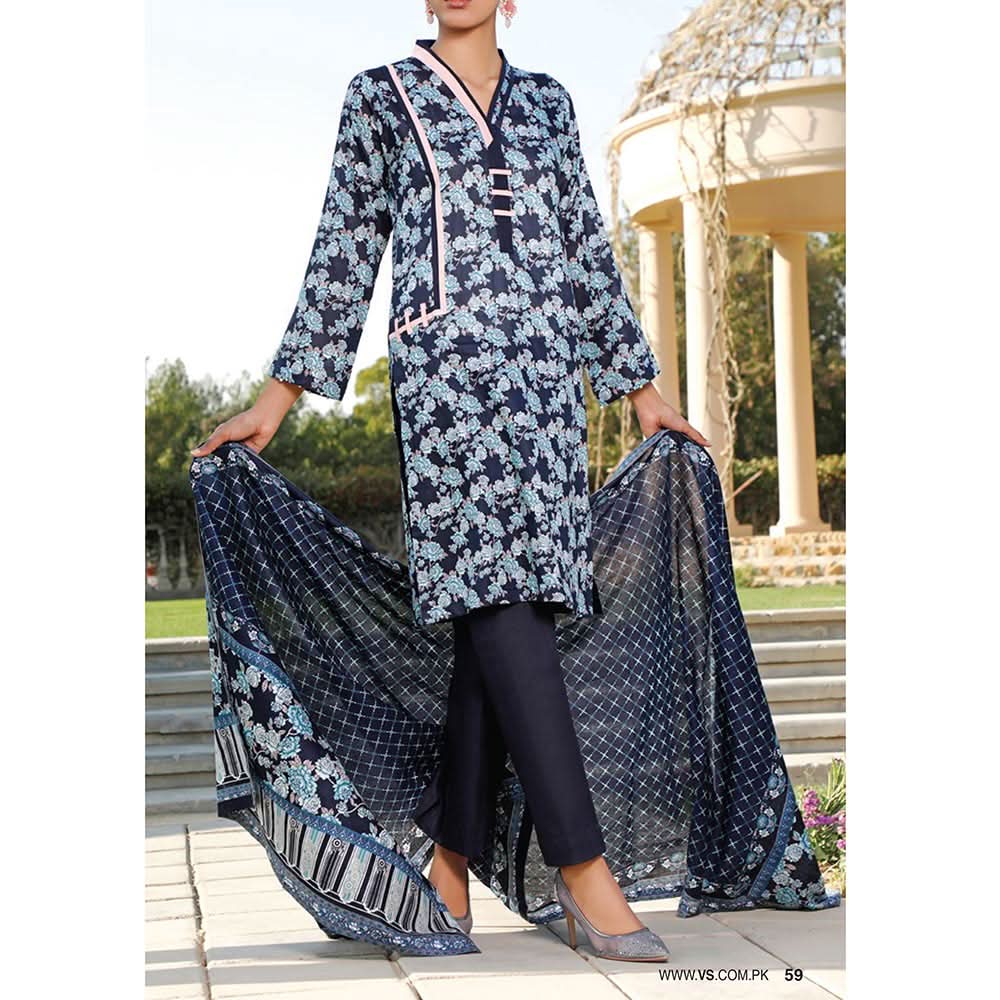 VS Daman Printed Lawn 3 Pcs Un-Stitched Suit Vol 2 - 1316-A, Women, 3Pcs Shalwar Suit, VS Textiles, Chase Value
