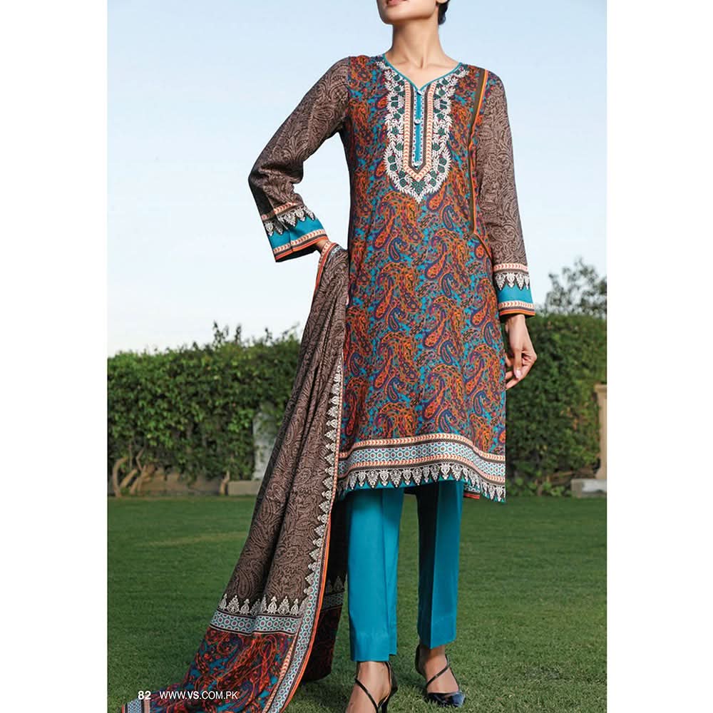 VS Daman Printed Lawn 3 Pcs Un-Stitched Suit Vol 2 - 1323-B, Women, 3Pcs Shalwar Suit, VS Textiles, Chase Value