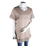 Women's Frill Stone T-Shirt - Beige - test-store-for-chase-value