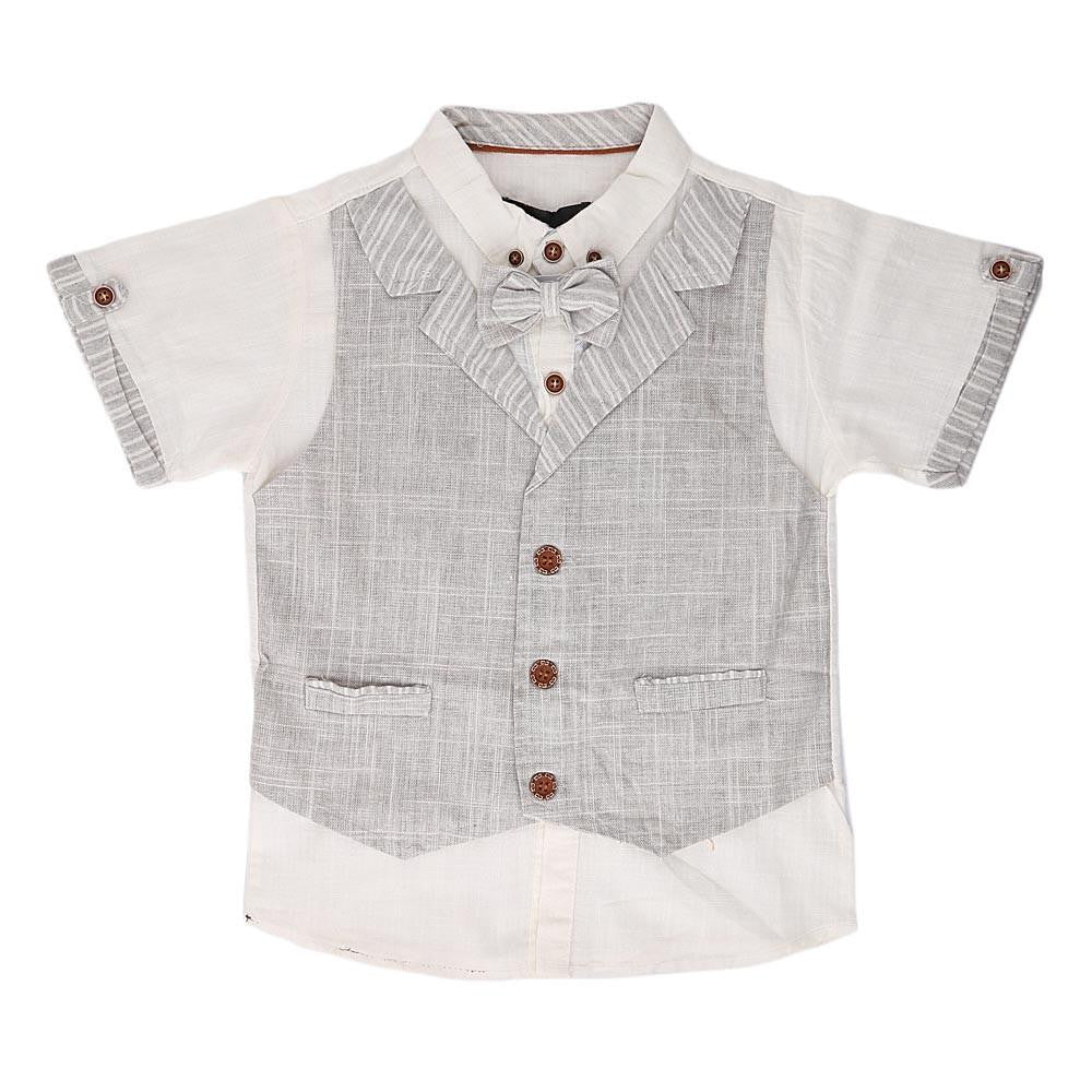 Newborn Boys Eminent Waiscoat Shirt - Grey - test-store-for-chase-value