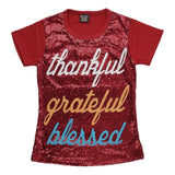 Girl's Sequins T-Shirt - Maroon - test-store-for-chase-value