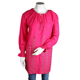 Women's Loose Fit Embroidered Kurti - Pink - test-store-for-chase-value