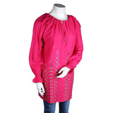 Women's Loose Fit Embroidered Kurti - Pink - test-store-for-chase-value