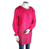 Women's Loose Fit Embroidered Kurti - Pink - test-store-for-chase-value