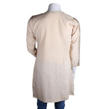 Women's Embroidered Loose Fit Kurti - Beige - test-store-for-chase-value