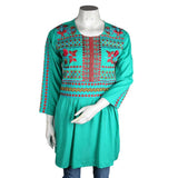 Women's Embroidered Loose Fit Kurti - Sea-Green - test-store-for-chase-value