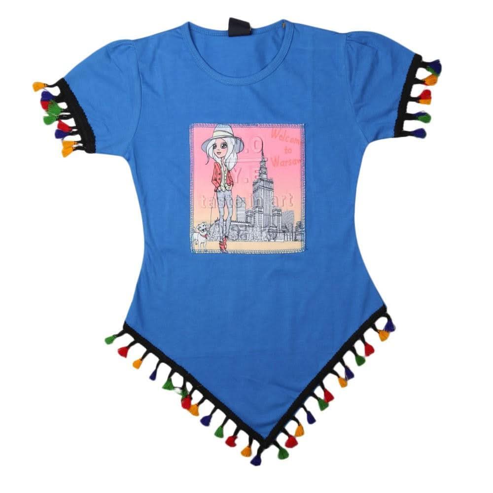Girls Round Neck T-Shirt - Blue - test-store-for-chase-value