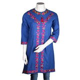 Women's Embroidered Kurti - Blue - test-store-for-chase-value