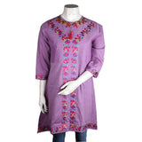 Women's Embroidered Kurti - Purple - test-store-for-chase-value