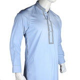 Men's Embroidered Kameez Shalwar - Blue - test-store-for-chase-value