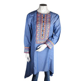Women's Embroidered A-Line Kurti - Blue - test-store-for-chase-value