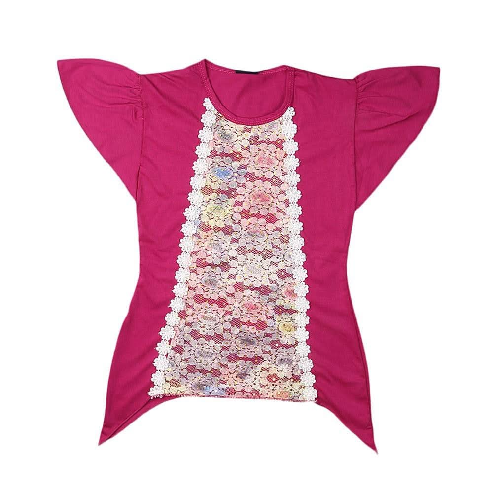 Girls A-Line T-Shirt - Dark-Pink - Dark Pink - test-store-for-chase-value