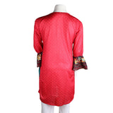 Women's Embroidered Lawn Kurti - Red - test-store-for-chase-value