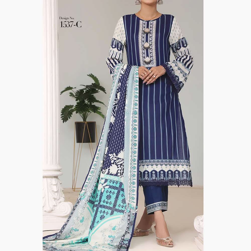 VS Daman Printed Lawn Unstitched 3Pcs Suit - 1537-C, Women, 3Pcs Shalwar Suit, VS Textiles, Chase Value