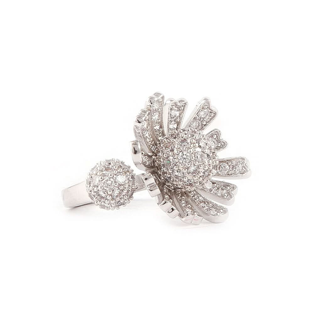 Zircon Finger Ring - Silver - test-store-for-chase-value