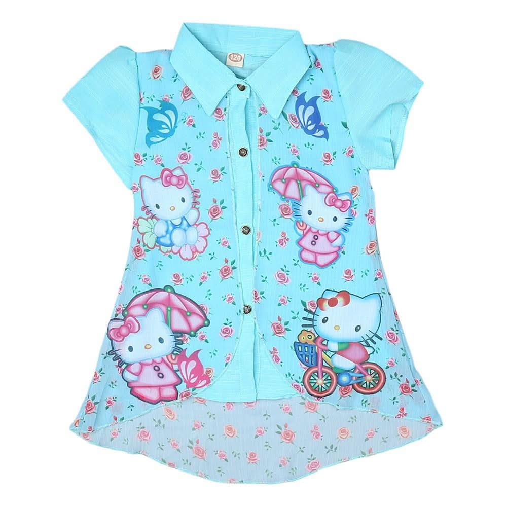 Hello Kitty Girls Printed 2 Piece Shirt - Light Blue - test-store-for-chase-value