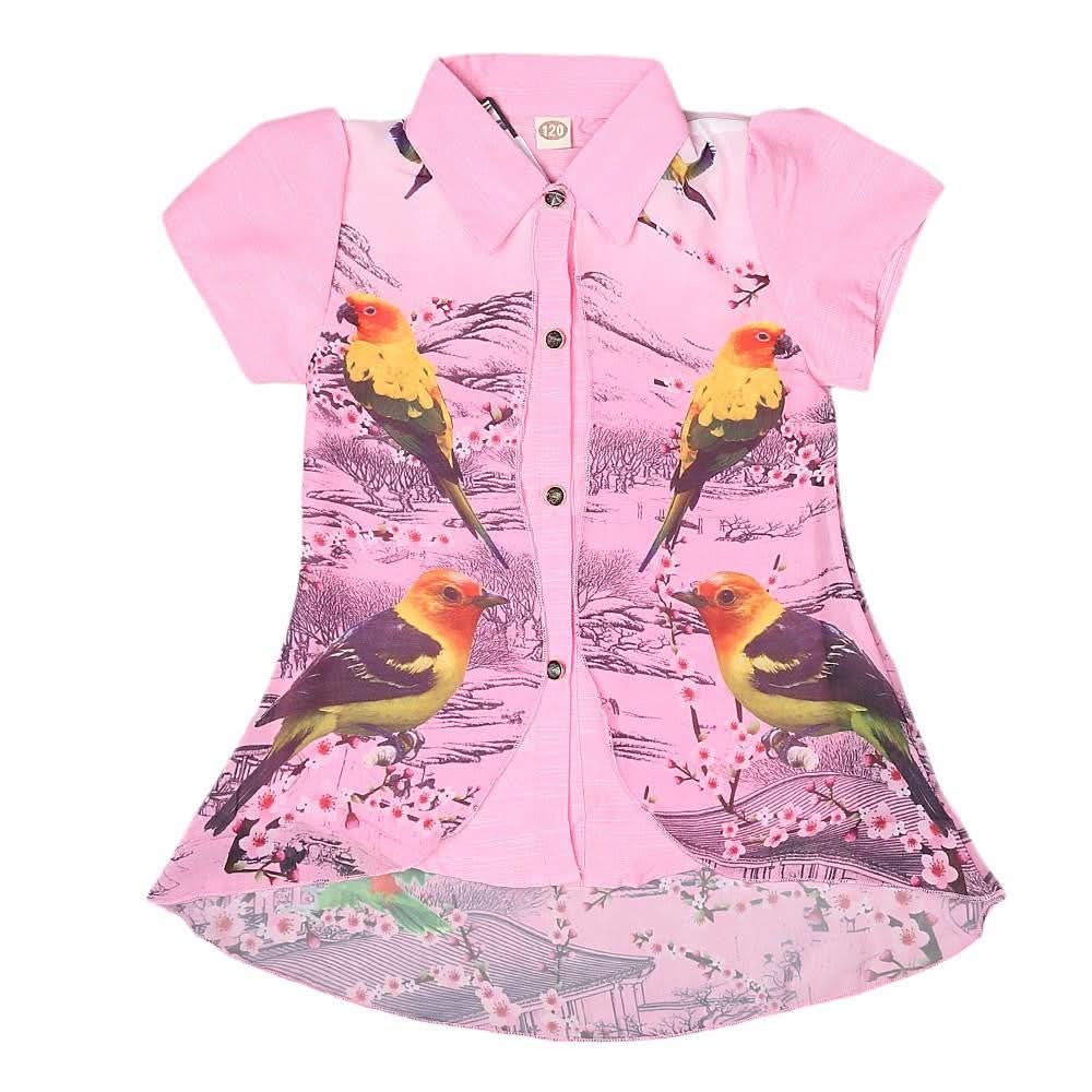 Girls Printed 2 Piece Shirt - Pink - test-store-for-chase-value