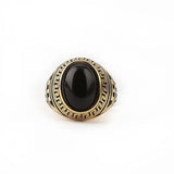 Men's Black Stone Ring - Golden - test-store-for-chase-value