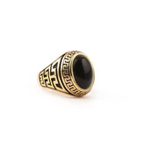 Men's Black Stone Ring - Golden - test-store-for-chase-value