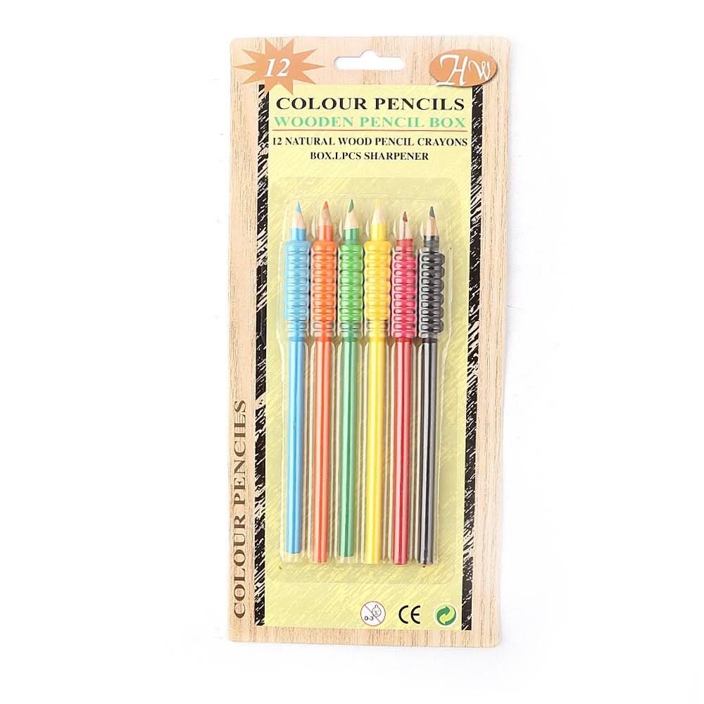Wooden Colored Pencils 6 Pcs Set - Multi - test-store-for-chase-value