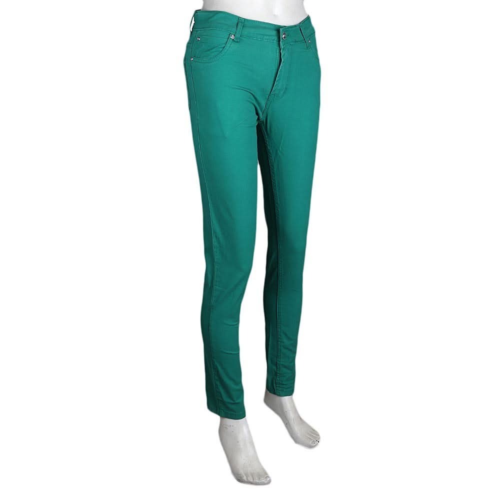 Women's Slim Fit Cotton Pant - Green - test-store-for-chase-value