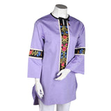 Women's Embroidered Kurti - Purple - test-store-for-chase-value