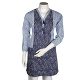 Women's Printed Cotton Kurti - Navy Blue - Navy/Blue - test-store-for-chase-value