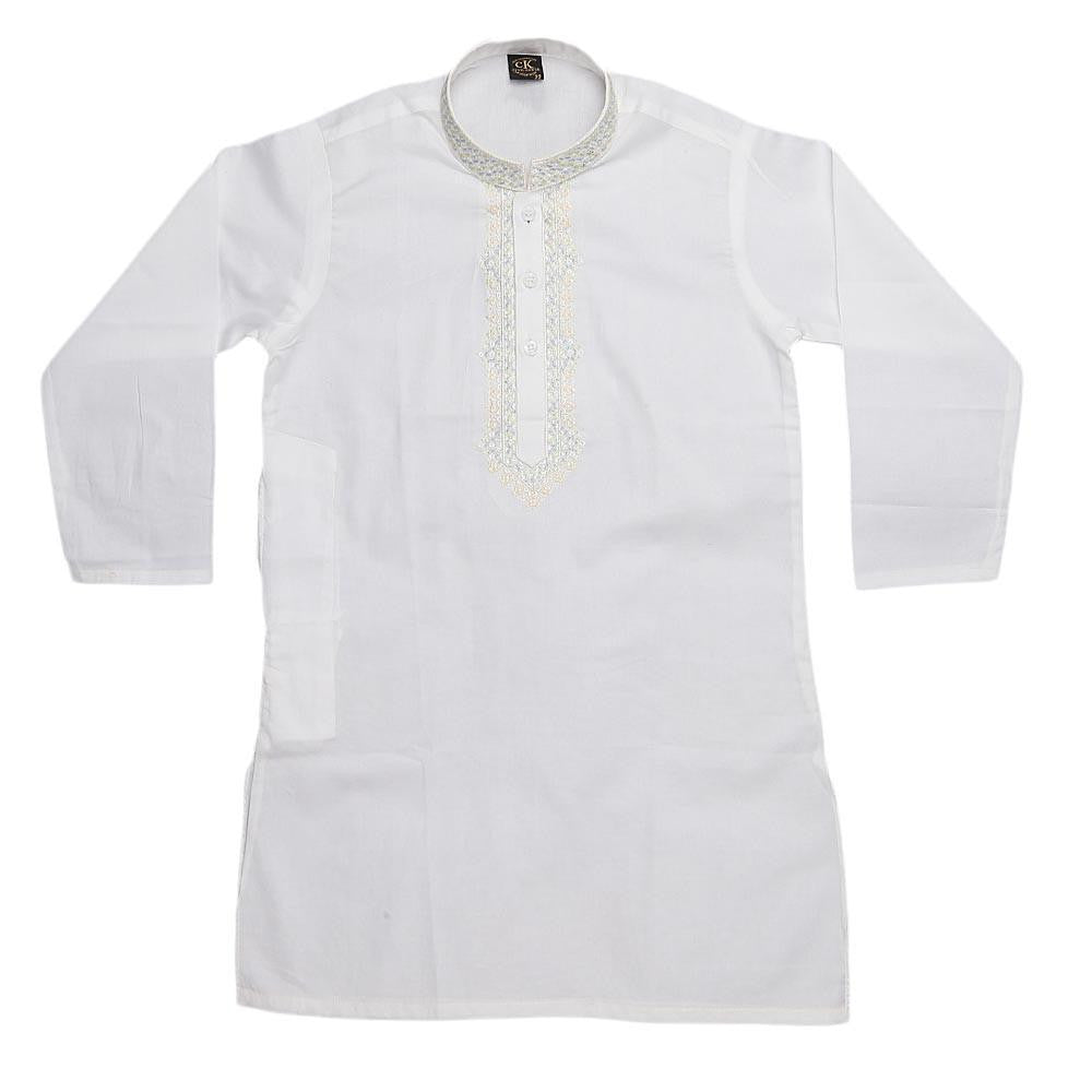 Boys Embroidered Kameez Shalwar - White - test-store-for-chase-value