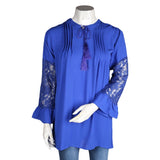 Women's Pleated Western Top - Blue - test-store-for-chase-value