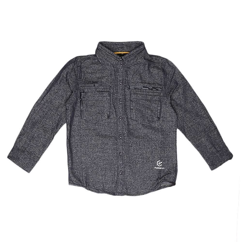 Boys Full Sleeves Denim Shirt - Dark Grey - test-store-for-chase-value